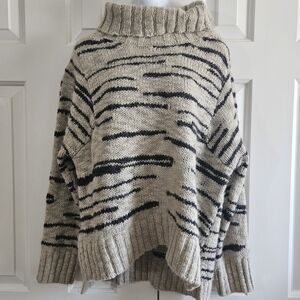 by Anthropologie Womens Sweater L Wool Alpaca Blend Beige Multi Jumper Retro